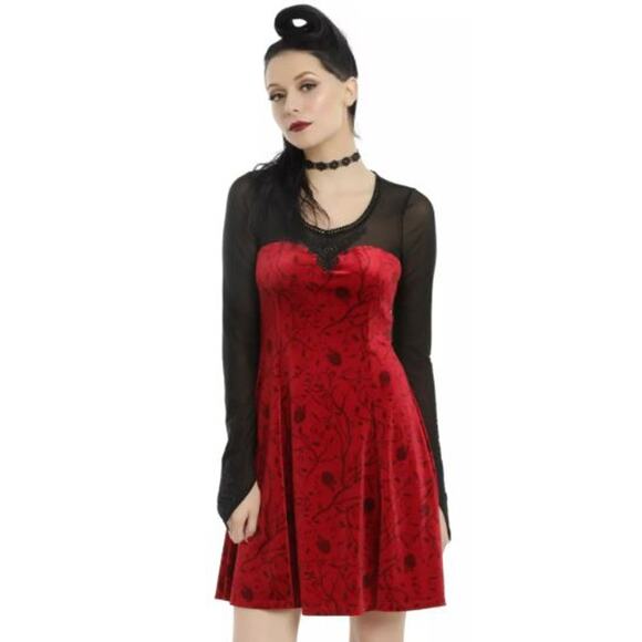 Hot Topic Gothic Once Upon A Time Regina Red Black Dress Short Small - Picture 2 of 12